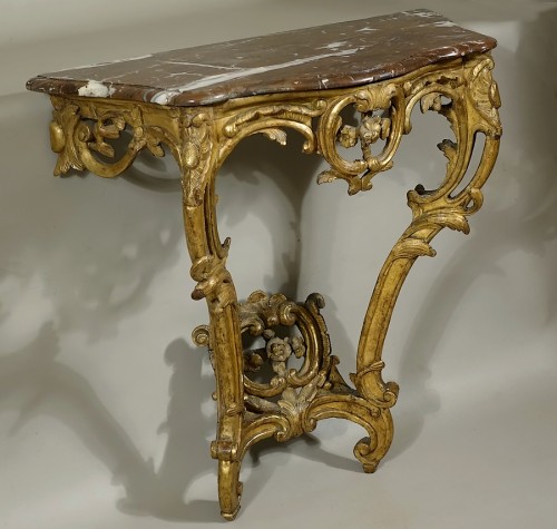 Console en bois doré d'époque Louis XV - Mobilier Style Louis XV