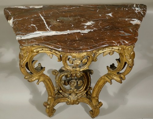 Mobilier Console - Console en bois doré d'époque Louis XV