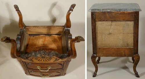 Antiquités - Petite commode d'entre-deux provençale en noyer 18e