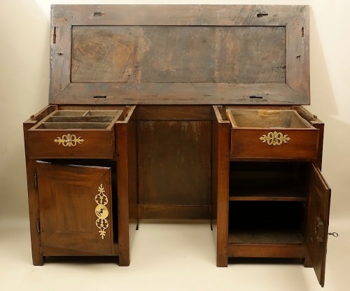 Bureau plat à caissons en acajou massif - Saint-Malo XVIIIe - Mobilier Style Louis XIV