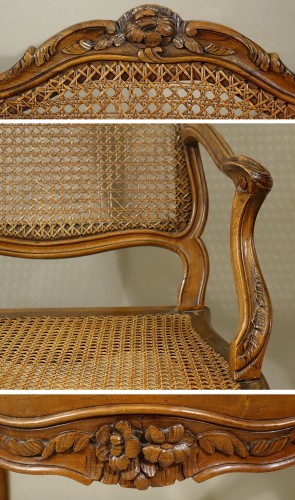 Paire de fauteuils cannés - Époque Louis XV - Antiquités Philippe Glédel