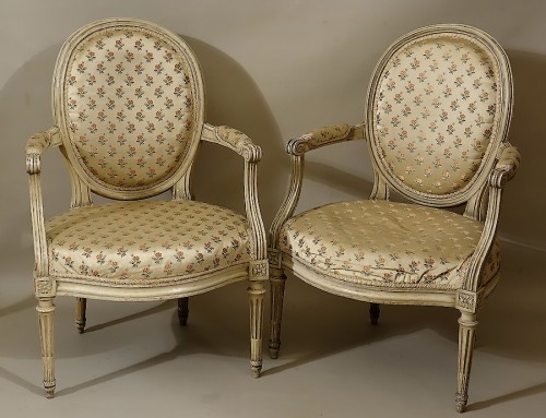 Paires de fauteuils "en cabriolet" par Georges Jacob - Sièges Style Louis XVI