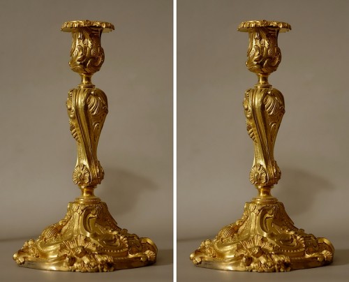 Paire de flambeaux époque Napoléon III - Antiquités Philippe Glédel