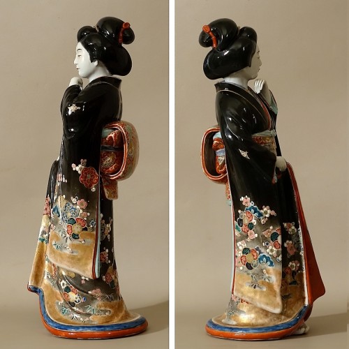 Importante statuette de Bijin d'époque Meiji - Kutani - Japon - 