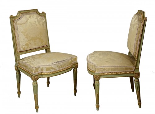 Six chaises à la Reine par JBC Sené avec marques d'inventaire du Mobilier National