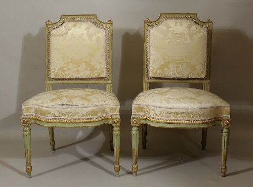 Six chaises à la Reine par JBC Sené avec marques d'inventaire du Mobilier National - Sièges Style Louis XVI