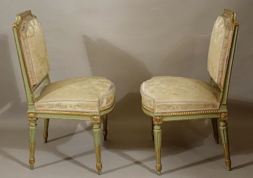 Sièges Chaise - Six chaises à la Reine par JBC Sené avec marques d'inventaire du Mobilier National