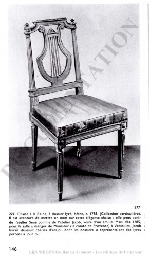 Antiquités - Six chaises à la Reine par JBC Sené avec marques d'inventaire du Mobilier National