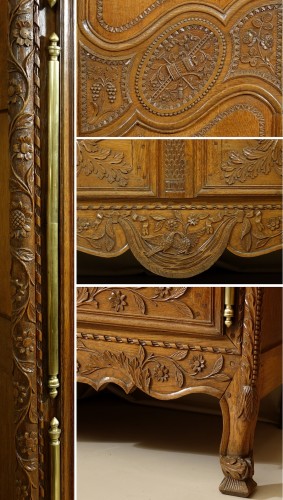 Armoire de mariage aux instruments aratoires - Vire - Normandie début XIXe - 