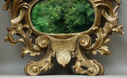 Antiquités - Miroir italien aux putti - Travail Baroque vénitien du XVIIe