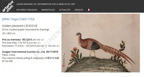  - Faisan chinois - Encres sur vélin - Chine - Epoque Daoguang