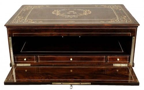 Writing case with marquis crown in Boulle marquetry - 19th century
