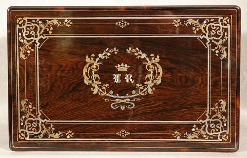 Napoléon III - Writing case with marquis crown in Boulle marquetry - 19th century