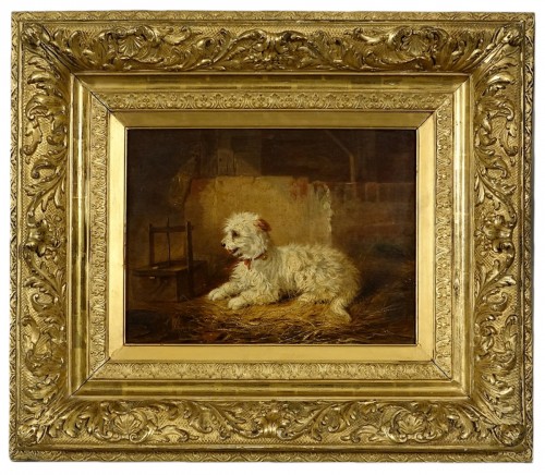 Chien de berger guettant un rat piégé - Zacharie Noterman (1820-1890)