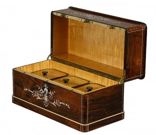 Coffret à thé marqueté d'ivoire - Epoque Charles X