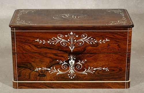 Mobilier Cabinet & Coffre - Coffret à thé marqueté d'ivoire - Epoque Charles X