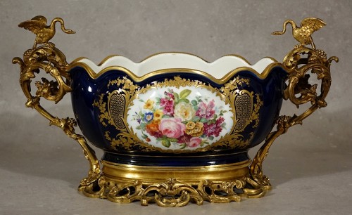 Jardinière en porcelaine montée bronze - Époque Napoléon III - Antiquités Philippe Glédel