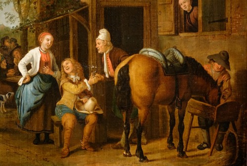 XVIIe siècle - "La halte à l'auberge du cygne" - Johann Heinrich ROOS - XVIIe