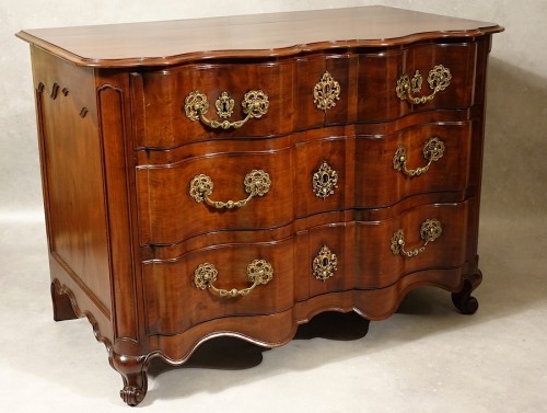 Commode de port nantaise double arbalète en acajou massif - Mobilier Style Louis XV