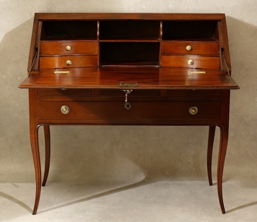 Bureau de pente nantais en acajou massif - XVIIIe - Mobilier Style Transition