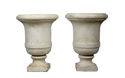 Paire de vases en marbre de Carrare d&#039;époque Empire