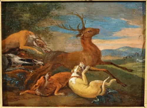 Deer hunting by Adriaen de Gryef - Flemish school of the 17th century - Paintings & Drawings Style Louis XIV