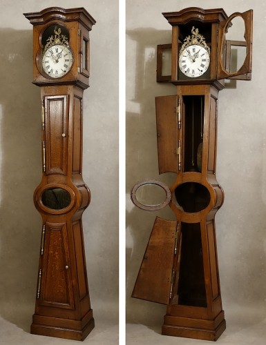 Horloge de parquet en chêne dite "demoiselle" - Normandie XVIIIe siècle - Horlogerie Style 