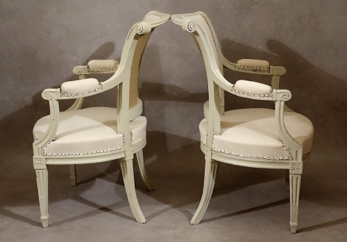 Antiquités - Quatre fauteuils d'époque Louis XVI par Pierre Pillot
