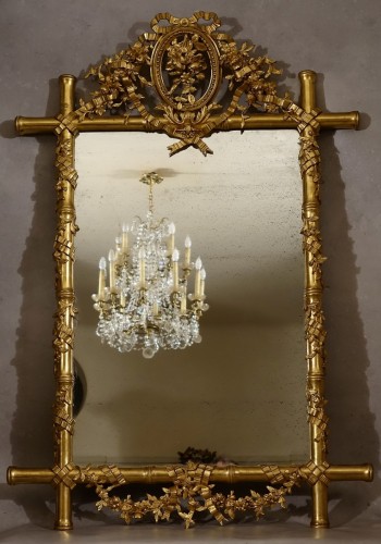 XIXe siècle - Miroir aux bambous d'époque Napoléon III
