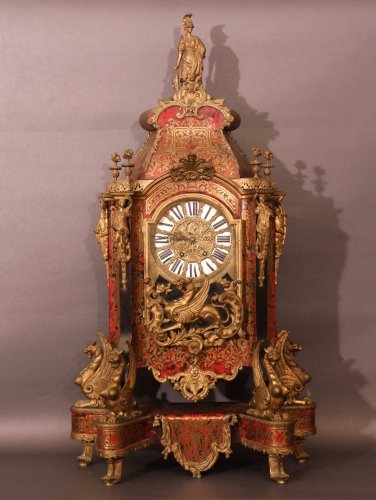 Very high pendulum or cartel in Boulle marquetry - brass and tortoiseshell