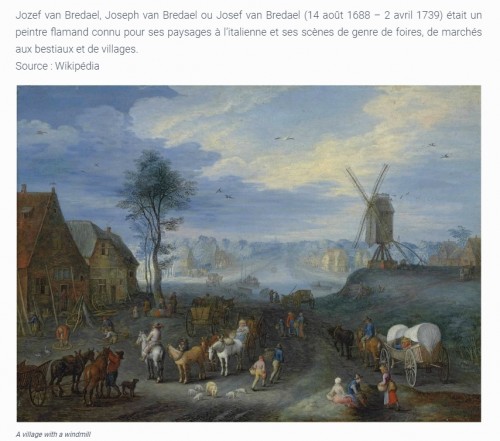 Scène de marché dans un village fluvial - Josef van Bredael - Tableaux et dessins Style 