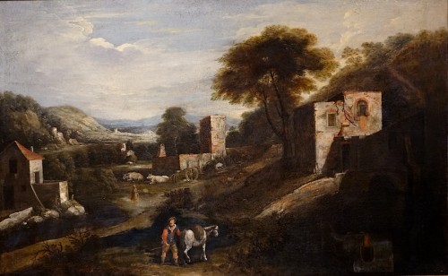 Tableaux et dessins Tableaux XVIIe siècle - Paysage du Latium attribué à Napoletano (Filippo di Liagno dit) - Début XVIIe