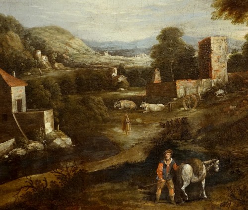 XVIIe siècle - Paysage du Latium attribué à Napoletano (Filippo di Liagno dit) - Début XVIIe