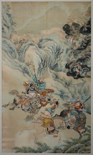 Les Trois Royaumes - Encres et lavis d'encres sur soie - Chine XIXe - Arts d