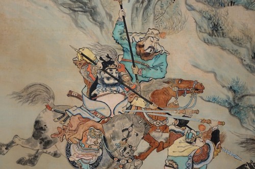 Antiquités - Les Trois Royaumes - Encres et lavis d'encres sur soie - Chine XIXe