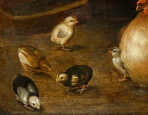 Hen and her chicks - Flemish school 17th century - 