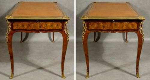 Antiquités - Petit bureau plat d&#039;époque Louis XV attribué à Pierre Roussel - Paris XVIIIe