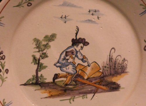 A 18th c. corporative plate in faïence of Nevers - Porcelain & Faience Style 