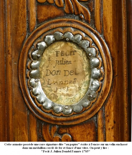 XVIIIe siècle - Armoire de mariage signée J. Dondel datée 1785 - Pays de Rennes