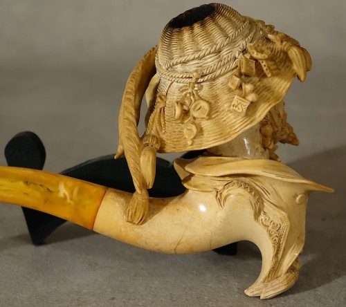 Important meerschaum and amber pipe - 19th century - 