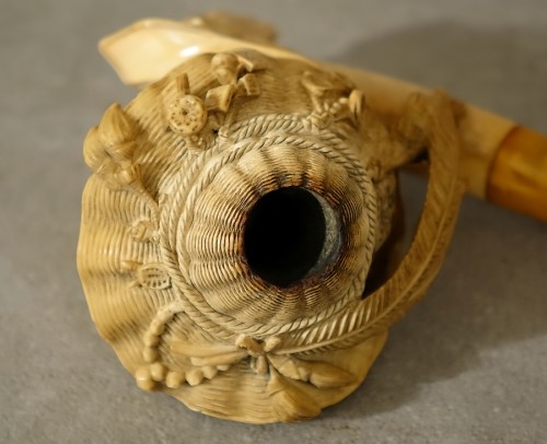 Important meerschaum and amber pipe - 19th century - 