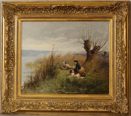 Deux Scène de chasse signées Eugène Petit - Tableaux et dessins Style 