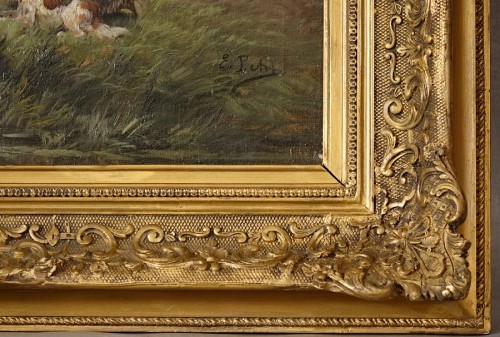 Deux Scène de chasse signées Eugène Petit - Antiquités Philippe Glédel