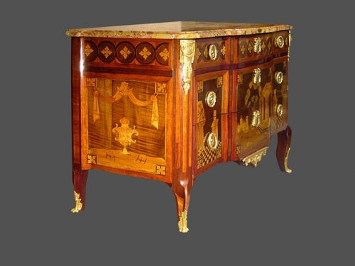 Comode d'époque Transition, estampillée MACRET - Mobilier Style Transition