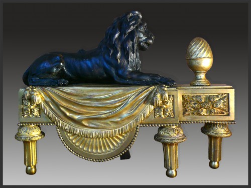 XVIIIe siècle - Paire de chenets d'époque Louis XVI