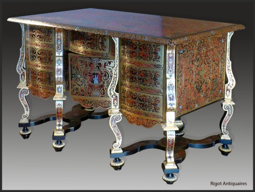 XVIIIe siècle - Bureau Mazarin de A.-C. BOULLE d'époque premier quart du XVIIIe siècle