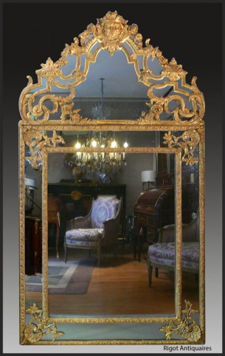 Miroir en bois sculpté et doré d'époque fin Louis XIV - début Régence - Miroirs, Trumeaux Style Régence