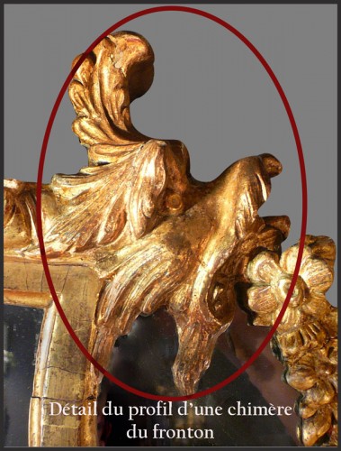 XVIIIe siècle - Miroir en bois sculpté et doré d'époque fin Louis XIV - début Régence