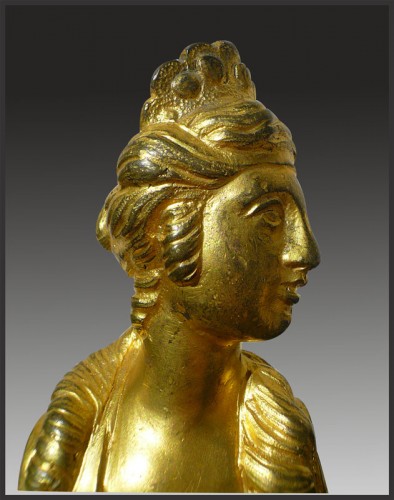 Pair of gilt bronze andirons from the first quarter of the 18th century - French Regence
