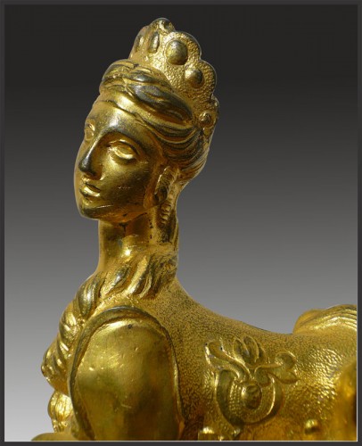 French Regence - Pair of gilt bronze andirons from the first quarter of the 18th century